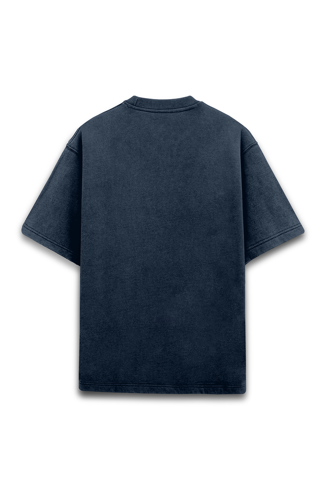 PRYTK Solid Navy Acid Wash Overhalf Tee