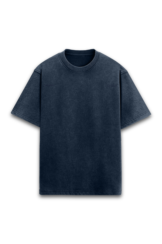 PRYTK Solid Navy Acid Wash Overhalf Tee