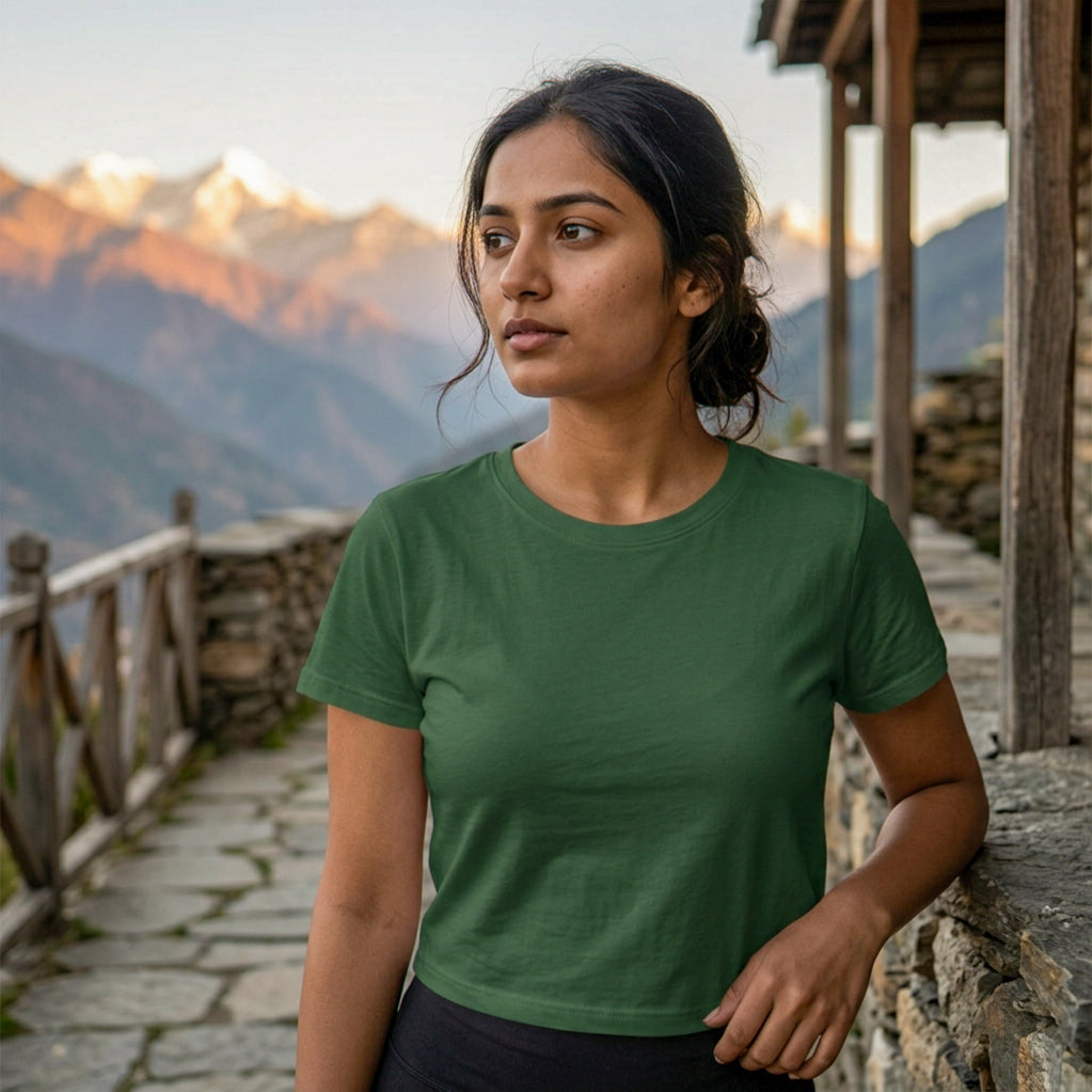 Plain Olive Green Crop Top