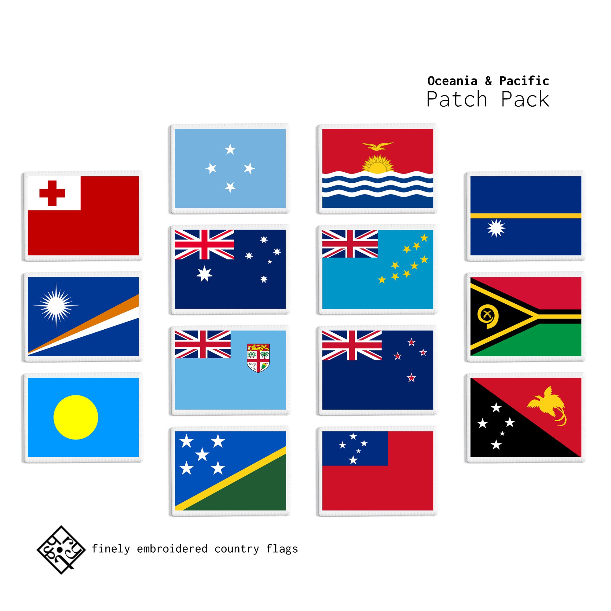 Oceania & Pacific Islands Patch - Pack of 14 Flag Patches