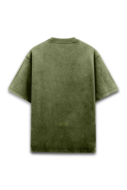 PRYTK Solid Olive Acid Wash Overhalf Tee