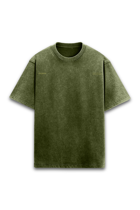 PRYTK Solid Olive Acid Wash Overhalf Tee