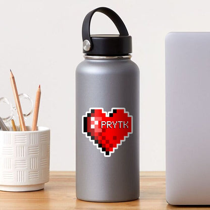 PRYTK Red Pixel Heart Sticker 4x4