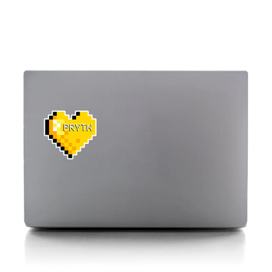 PRYTK Yellow Pixel Heart Sticker 4x4