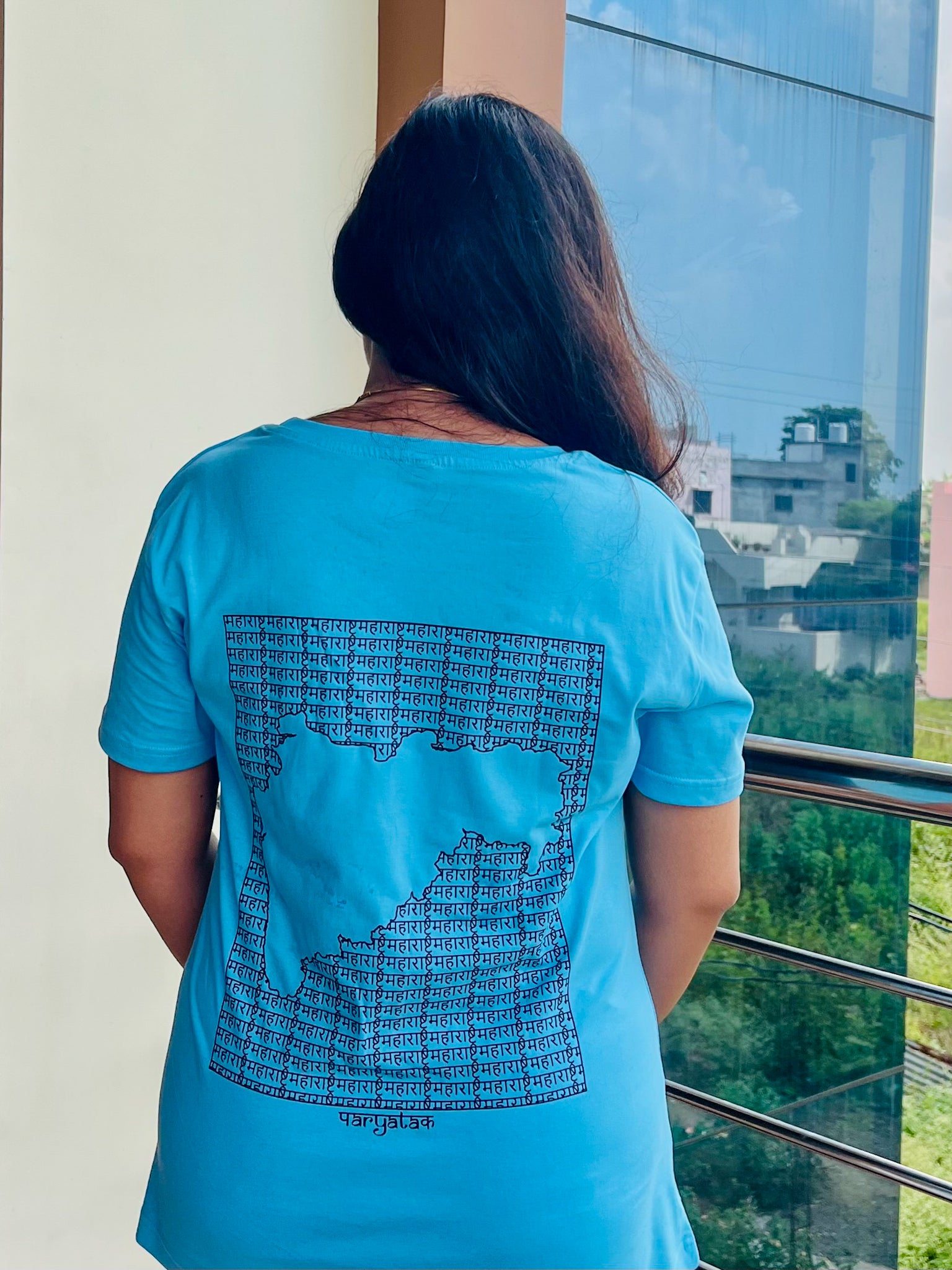 Maharashtra GeoLingo // Black Print T-shirt for Women