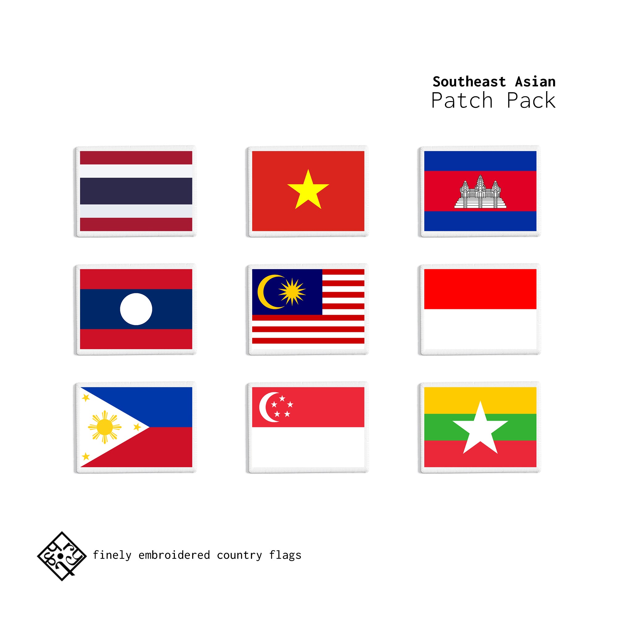 Southeast Asian Patch - Pack of 9 Flag Patches