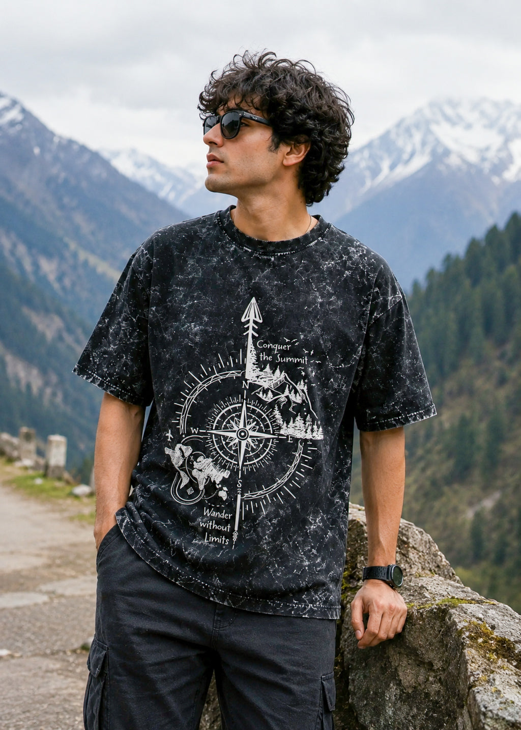 Summit Wanderer Acid Wash Oversized T-shirt