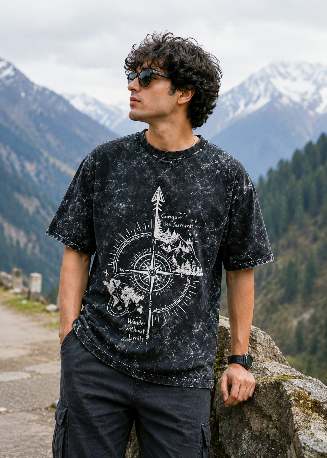 Summit Wanderer Acid Wash Oversized T-shirt