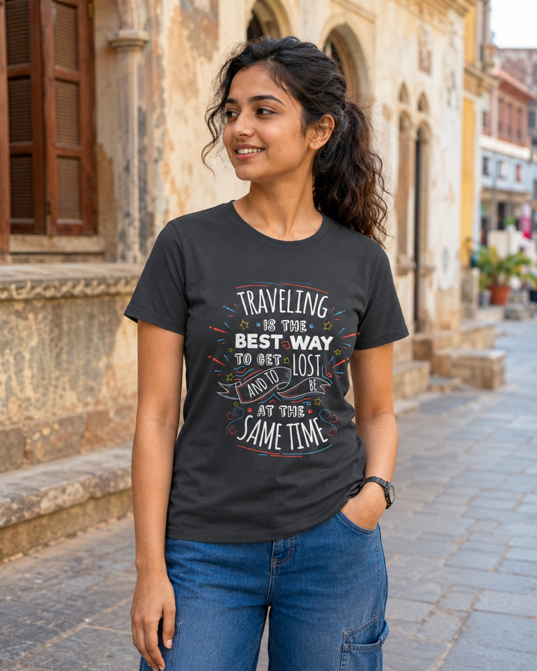 Traveling is the Best Way to get Lost and to be at the Same Time Women's Quote T-shirt