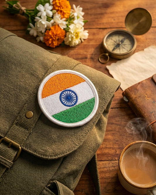 Round Flag of India Embroidery Patch on Bag