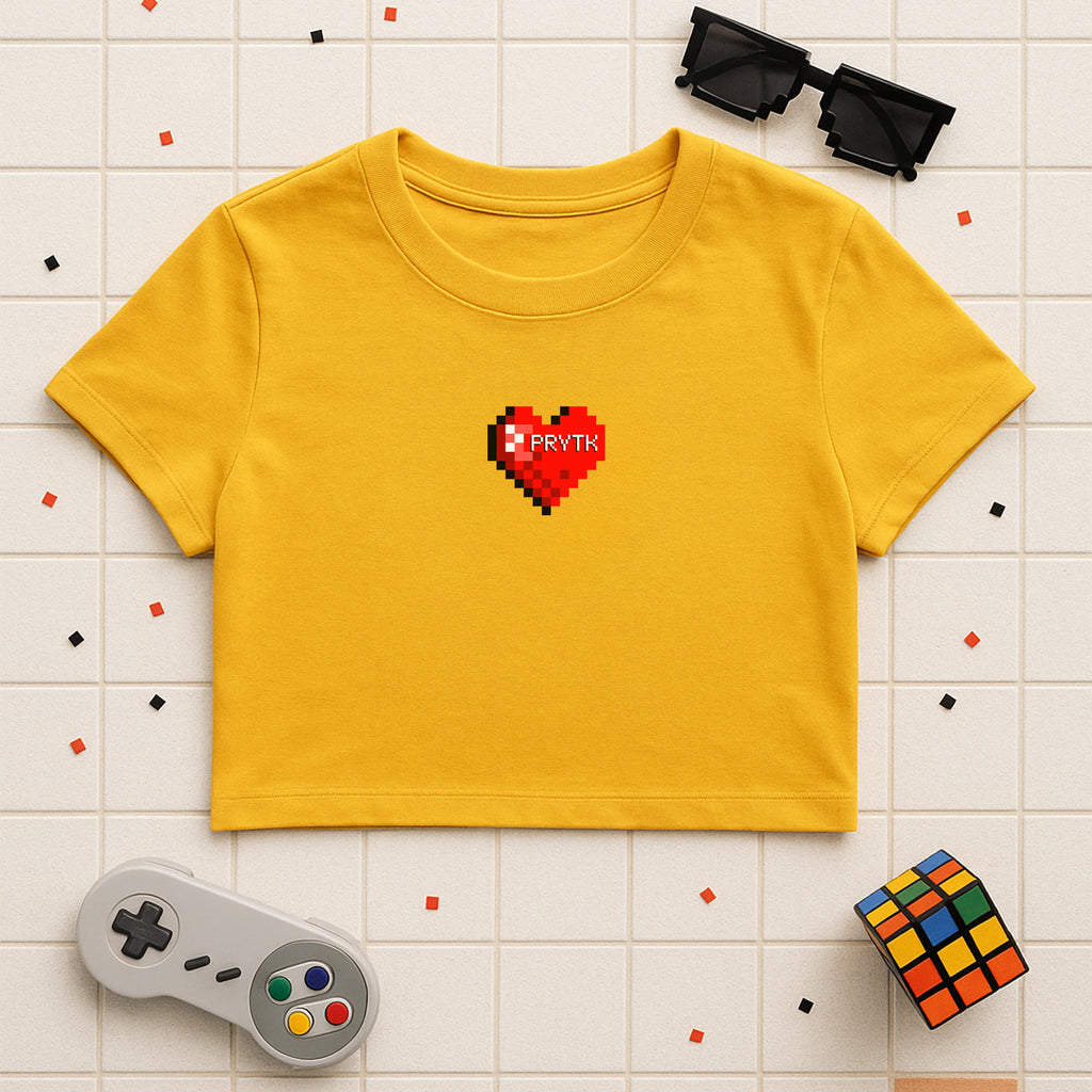 PRYTK Red Pixel Heart Crop Top