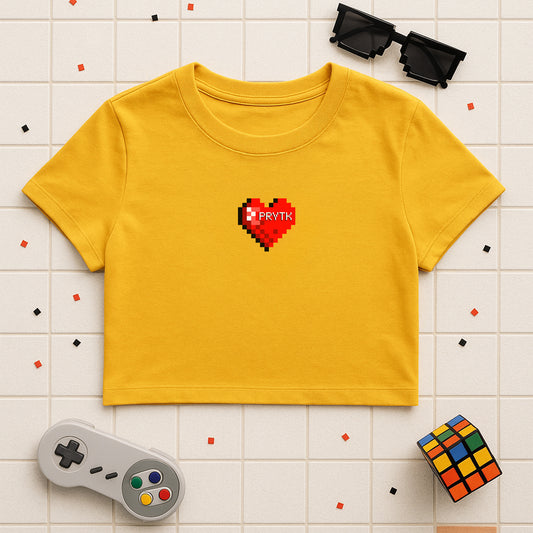 PRYTK Red Pixel Heart Crop Top