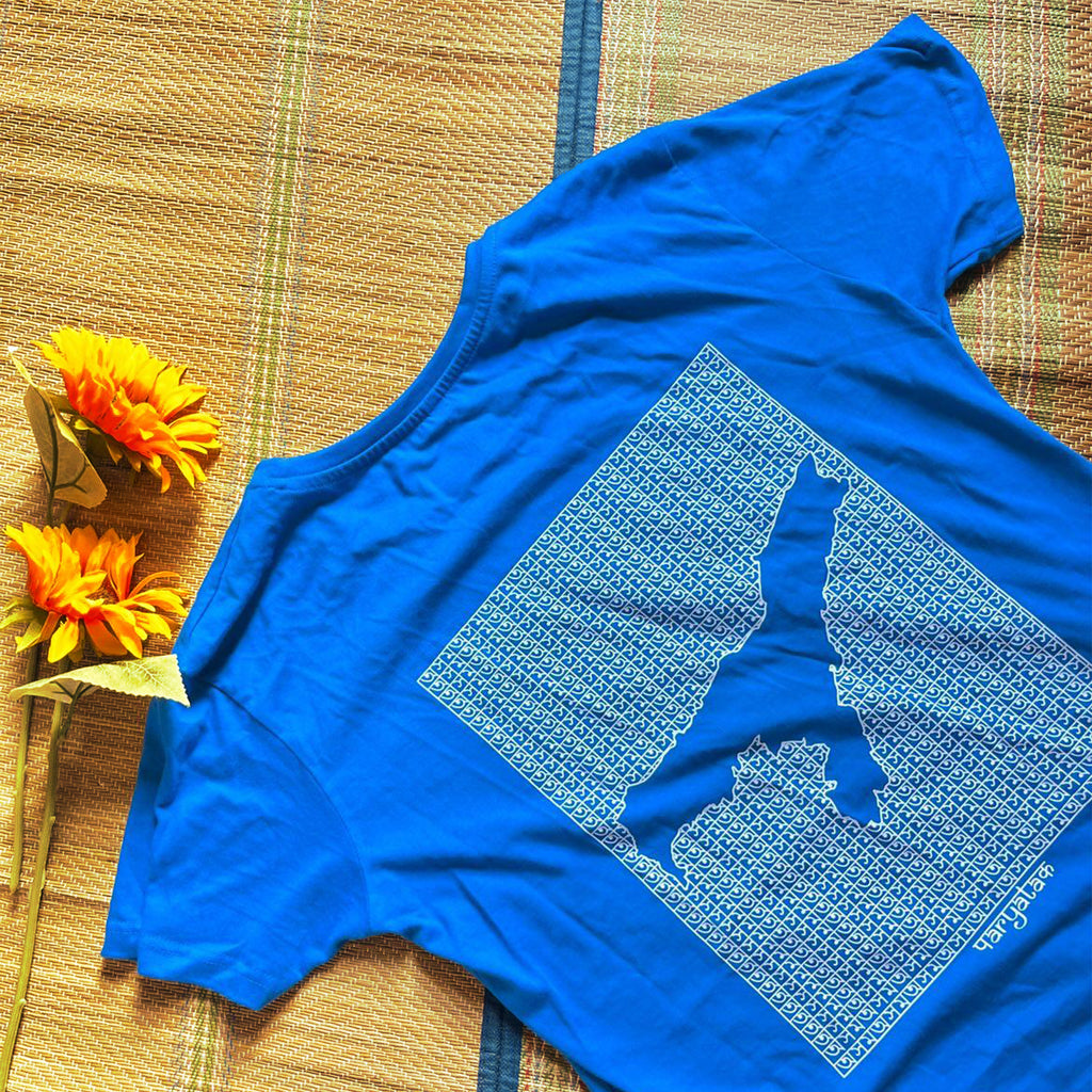 Assam GeoLingo // White Print T-shirt for Women