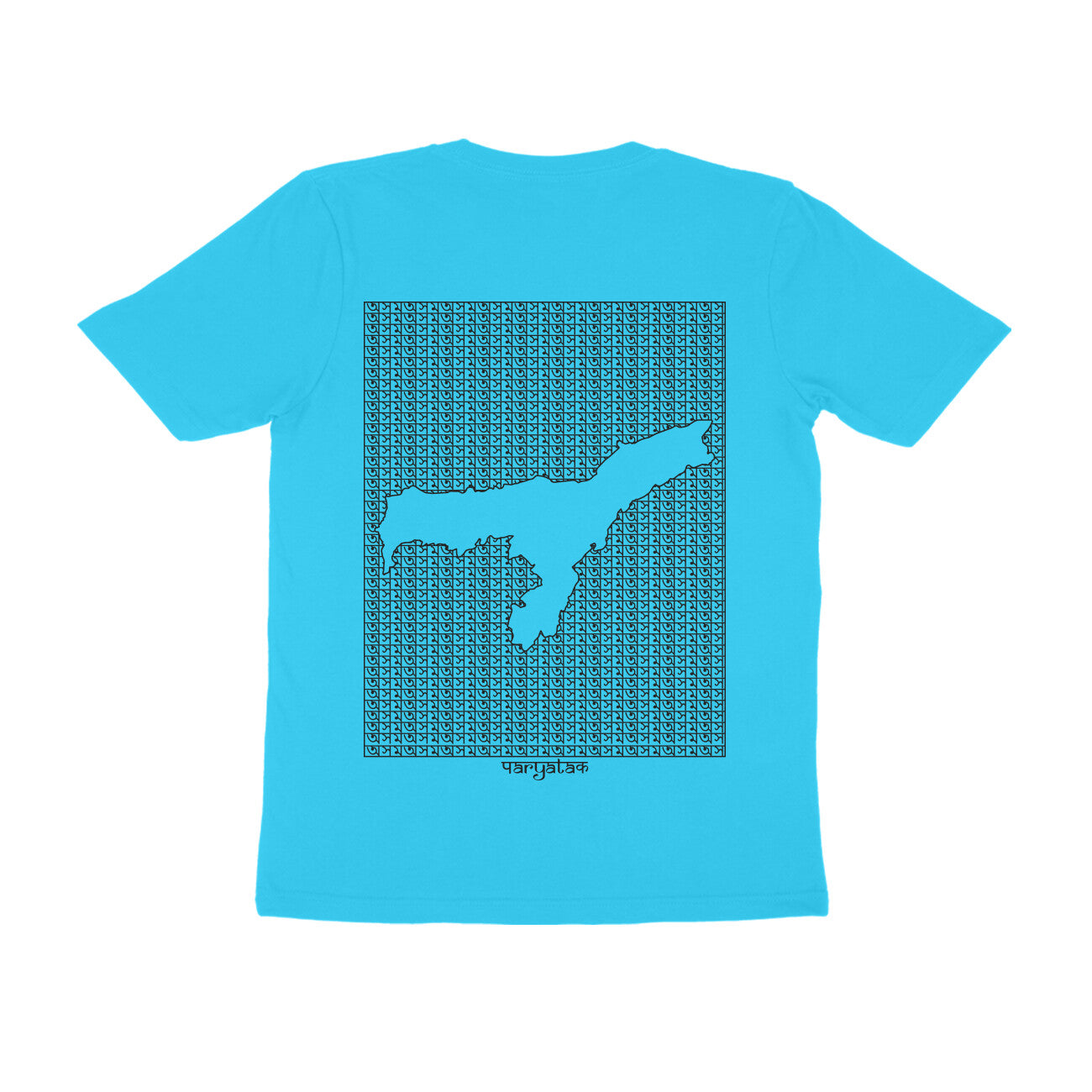 Assam GeoLingo // Black Print T-shirt for Men