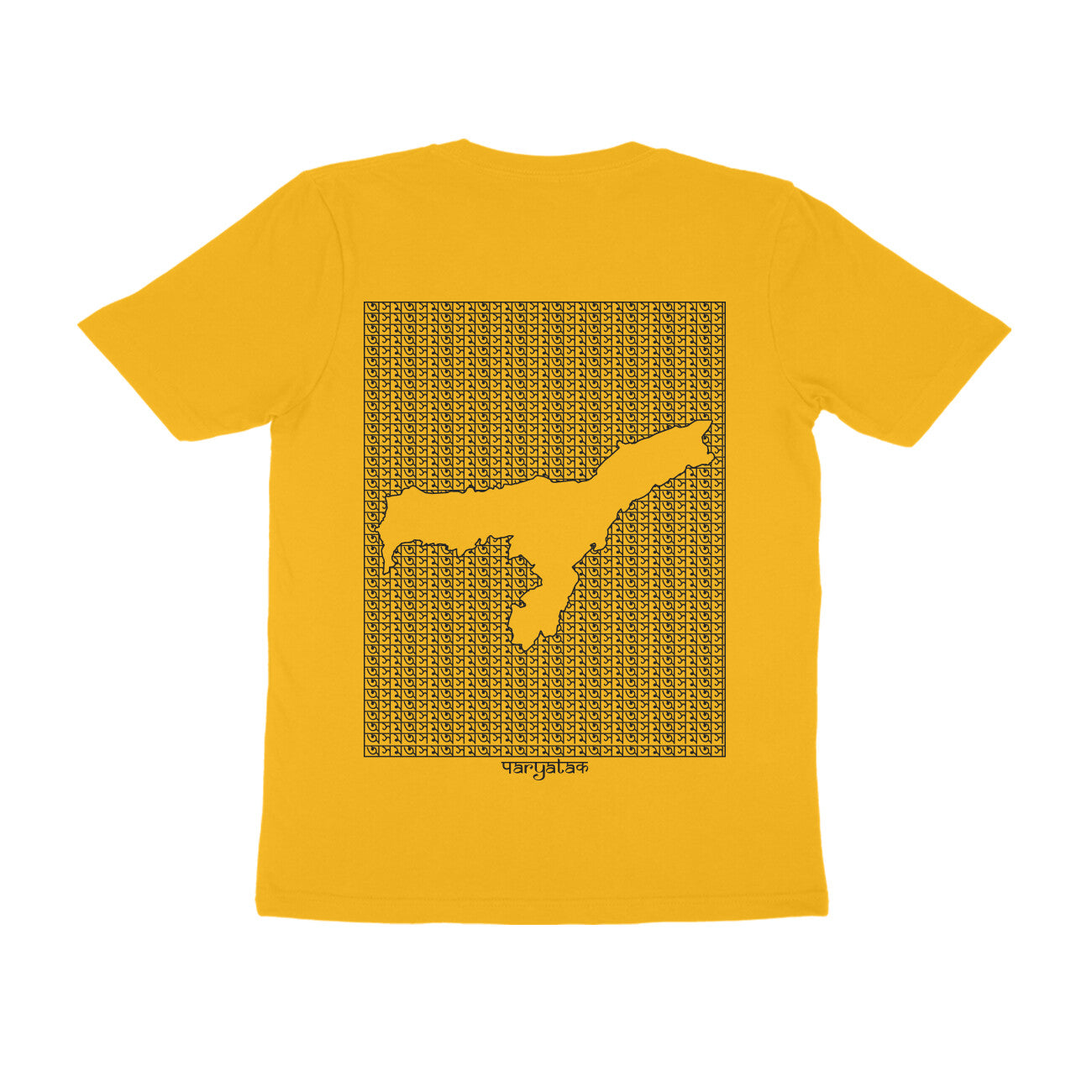Assam GeoLingo // Black Print T-shirt for Men