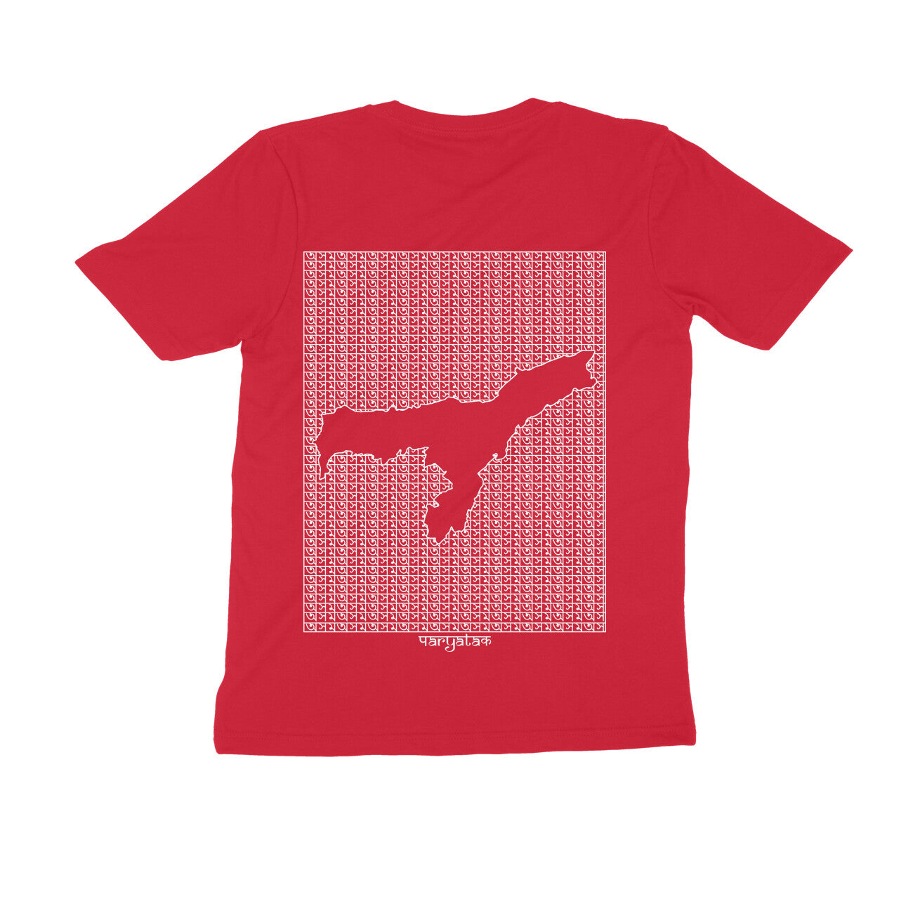 Assam GeoLingo // White Print T-shirt for Men