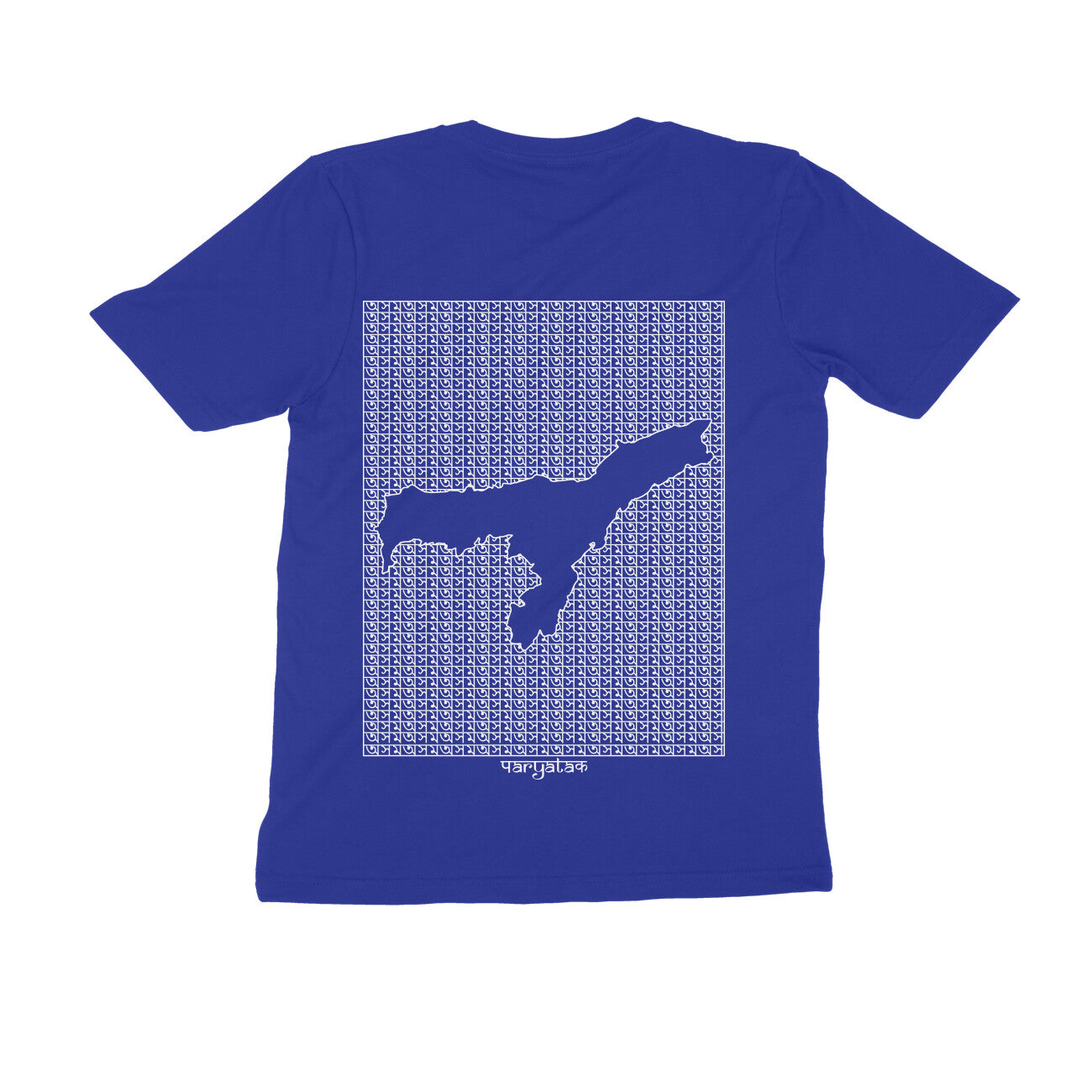 Assam GeoLingo // White Print T-shirt for Men