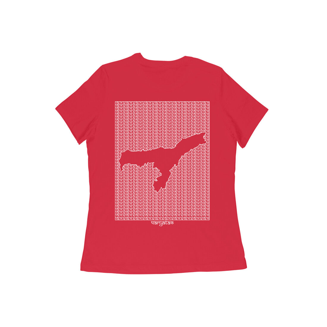 Assam GeoLingo // White Print T-shirt for Women
