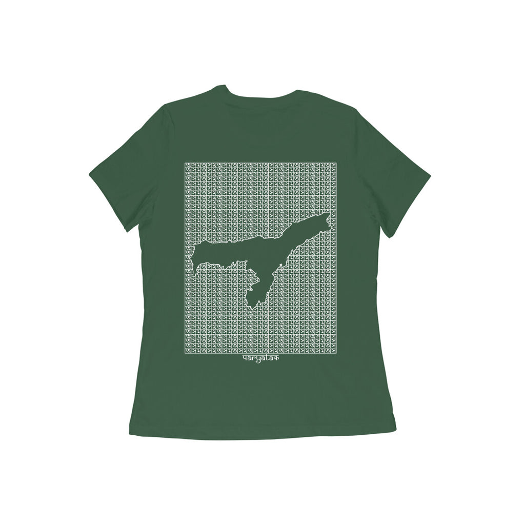 Assam GeoLingo // White Print T-shirt for Women