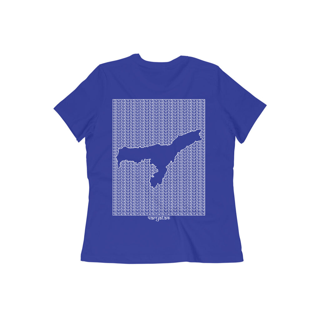 Assam GeoLingo // White Print T-shirt for Women