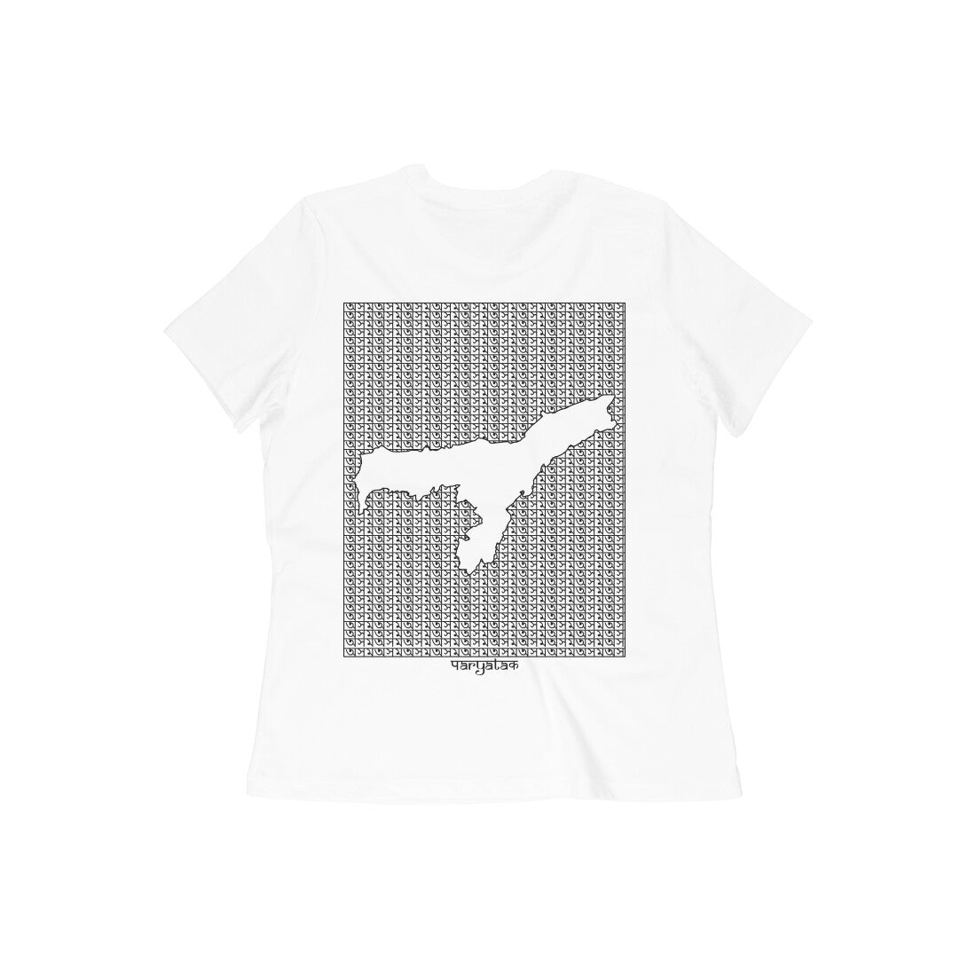 Assam GeoLingo // Black Print T-shirt for Women