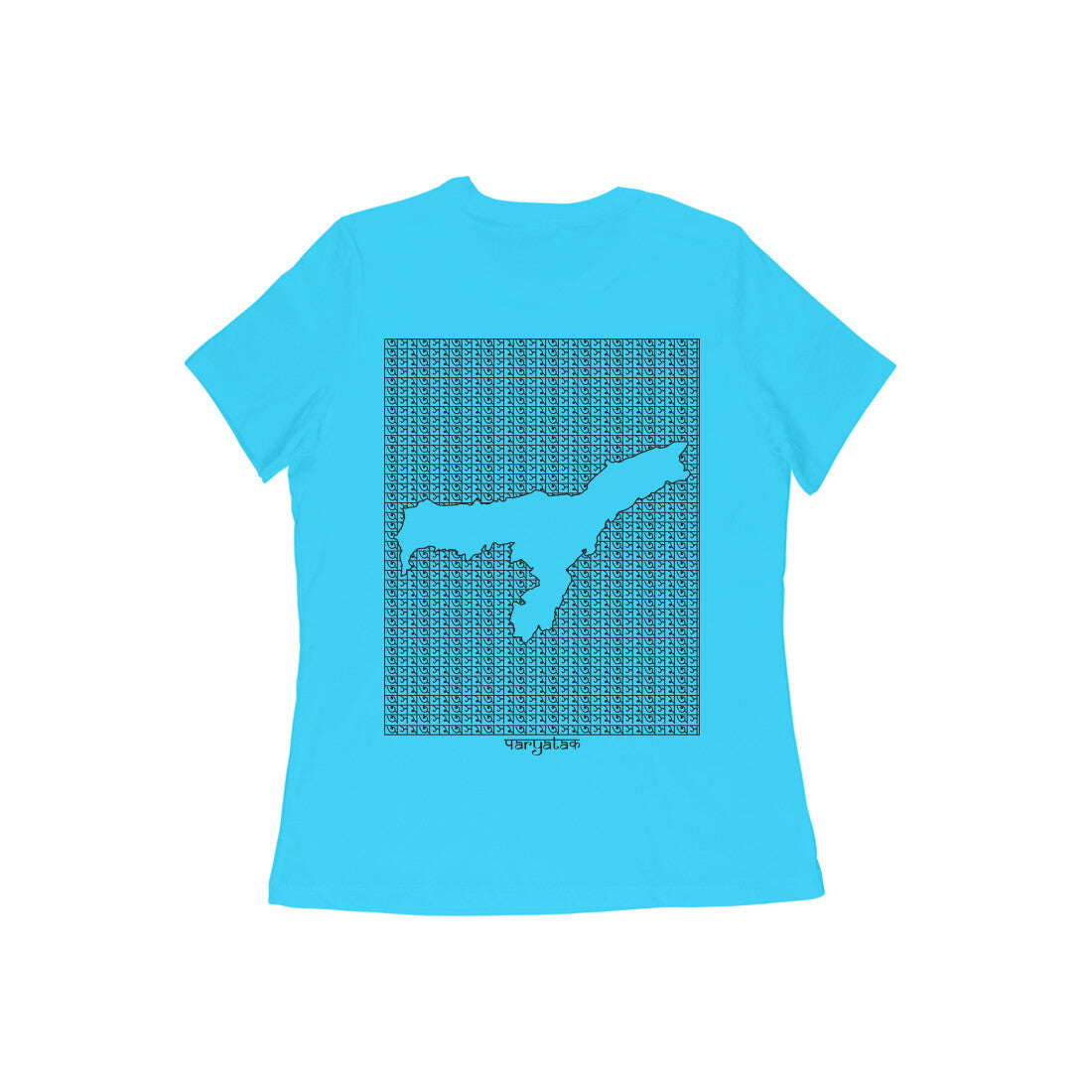 Assam GeoLingo // Black Print T-shirt for Women