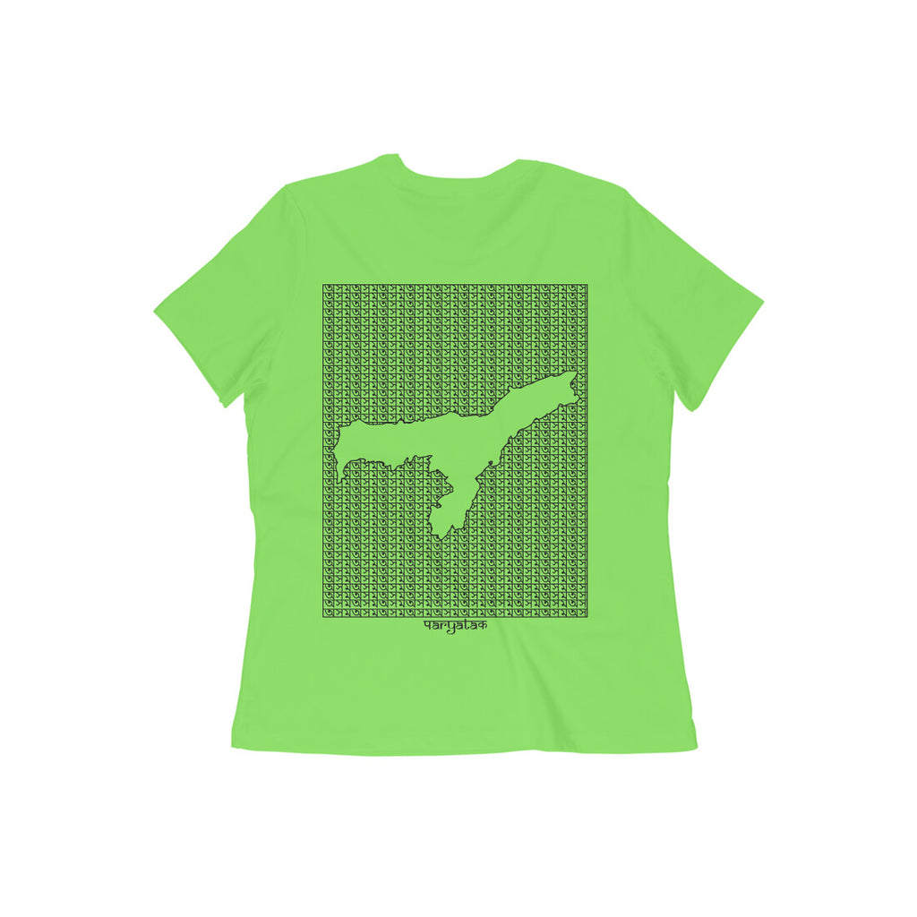 Assam GeoLingo // Black Print T-shirt for Women