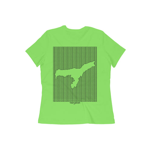 Assam GeoLingo // Black Print T-shirt for Women