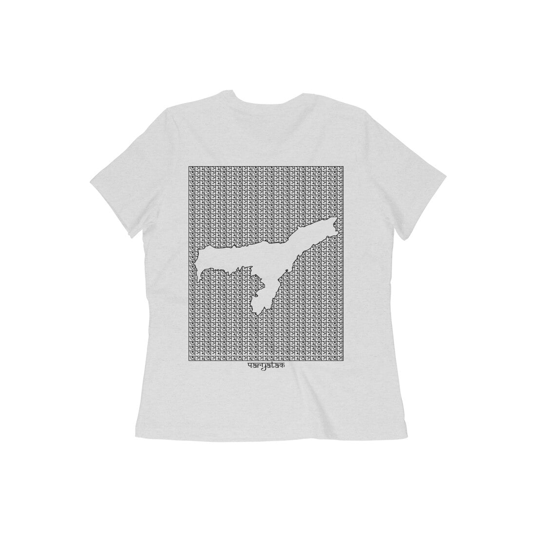 Assam GeoLingo // Black Print T-shirt for Women