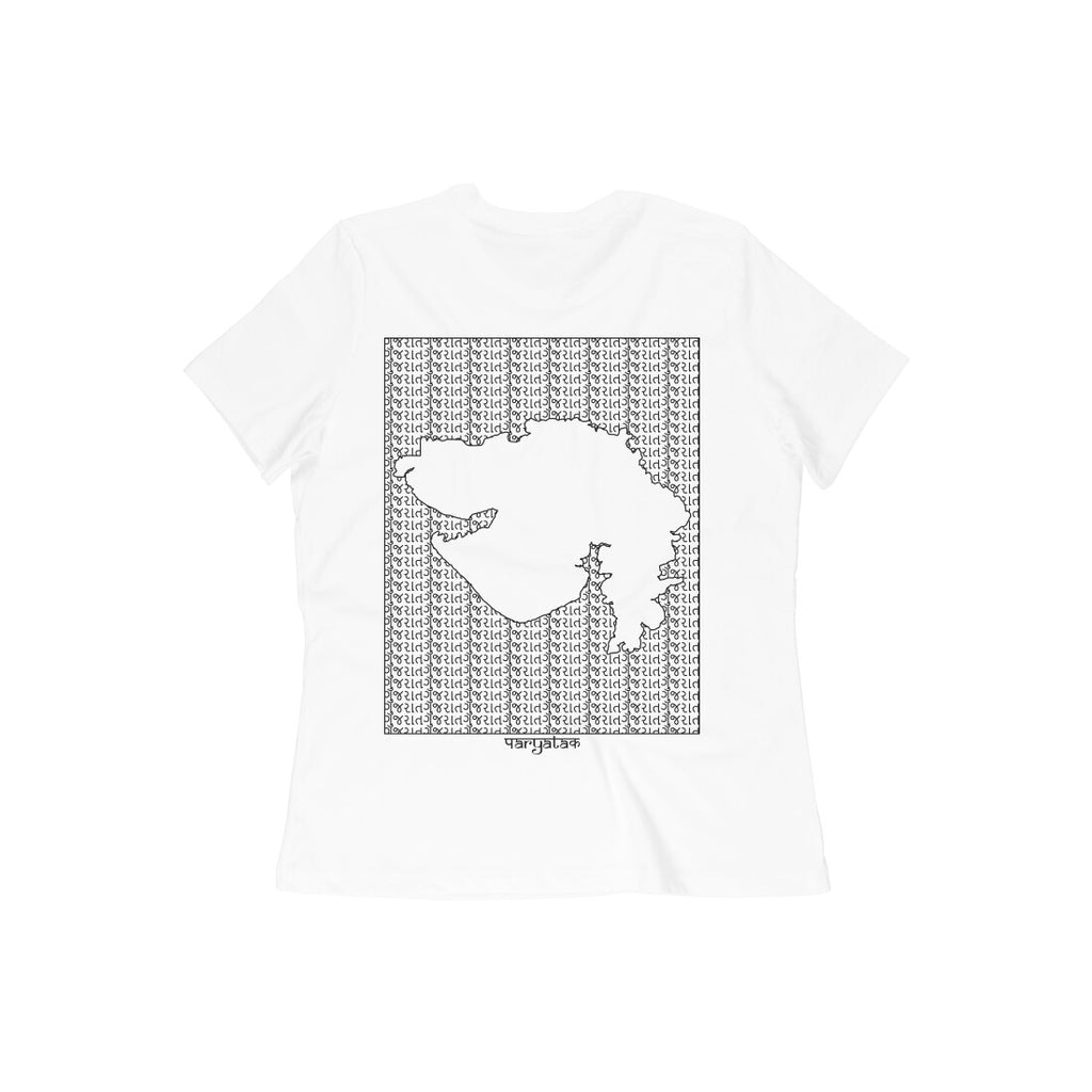 Gujarat GeoLingo // Black Print T-shirt for Women
