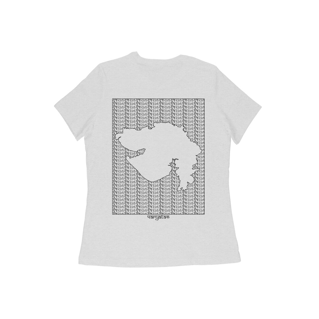 Gujarat GeoLingo // Black Print T-shirt for Women