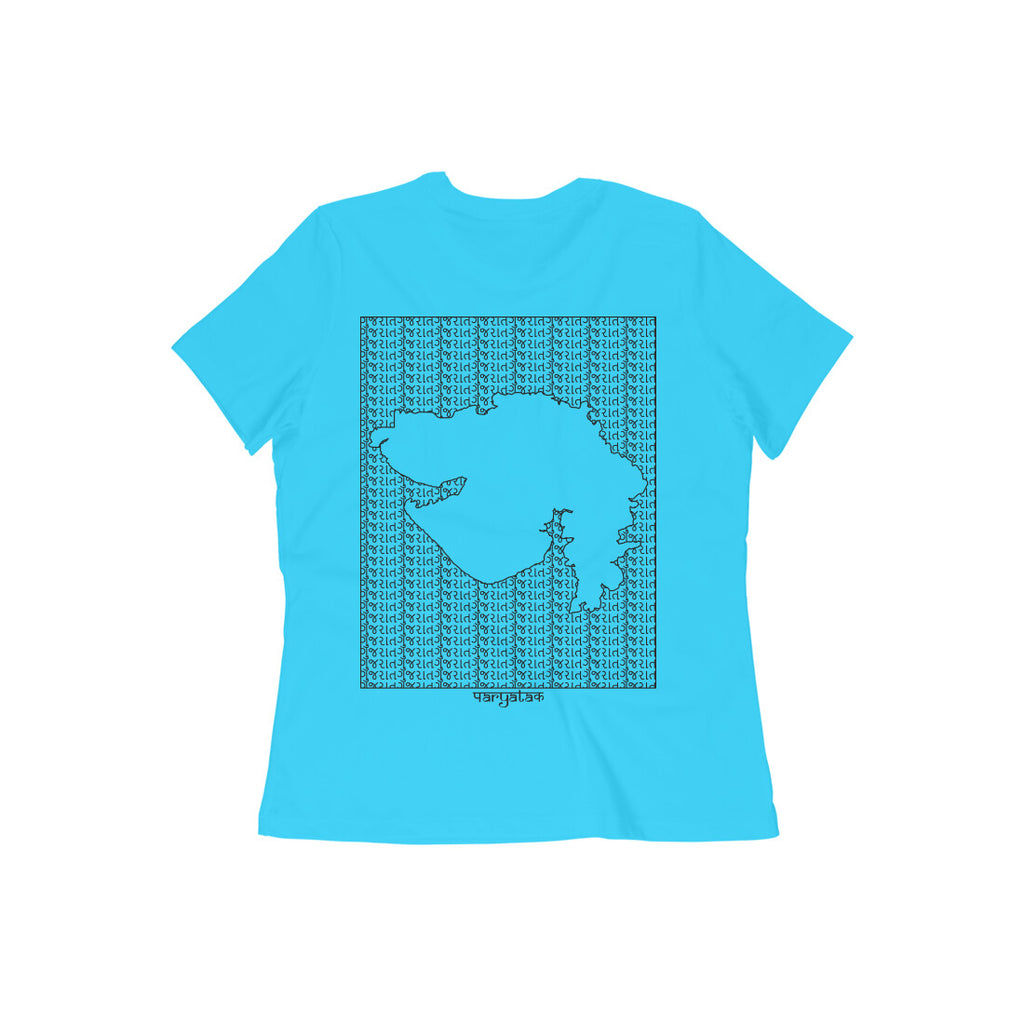 Gujarat GeoLingo // Black Print T-shirt for Women