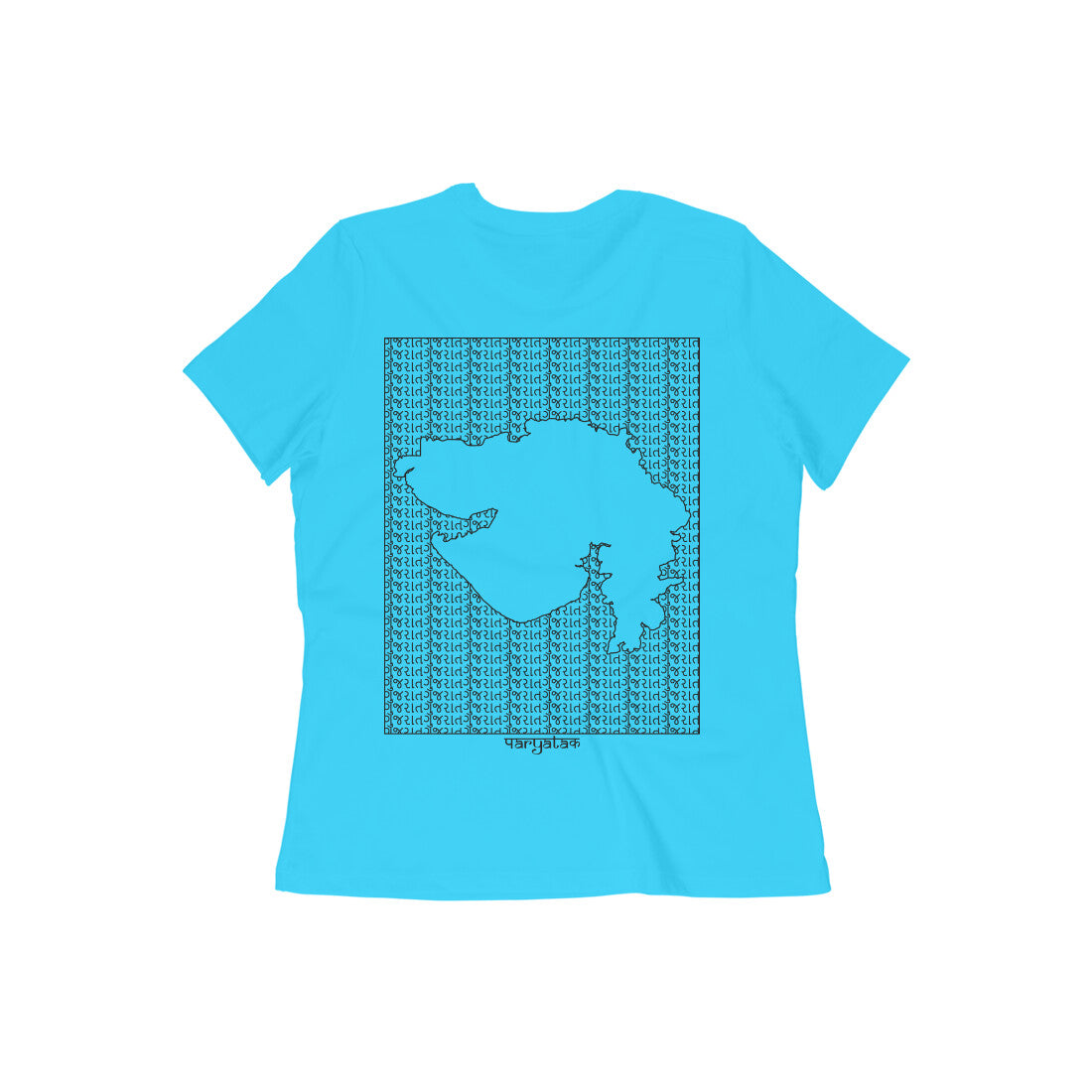 Gujarat GeoLingo // Black Print T-shirt for Women
