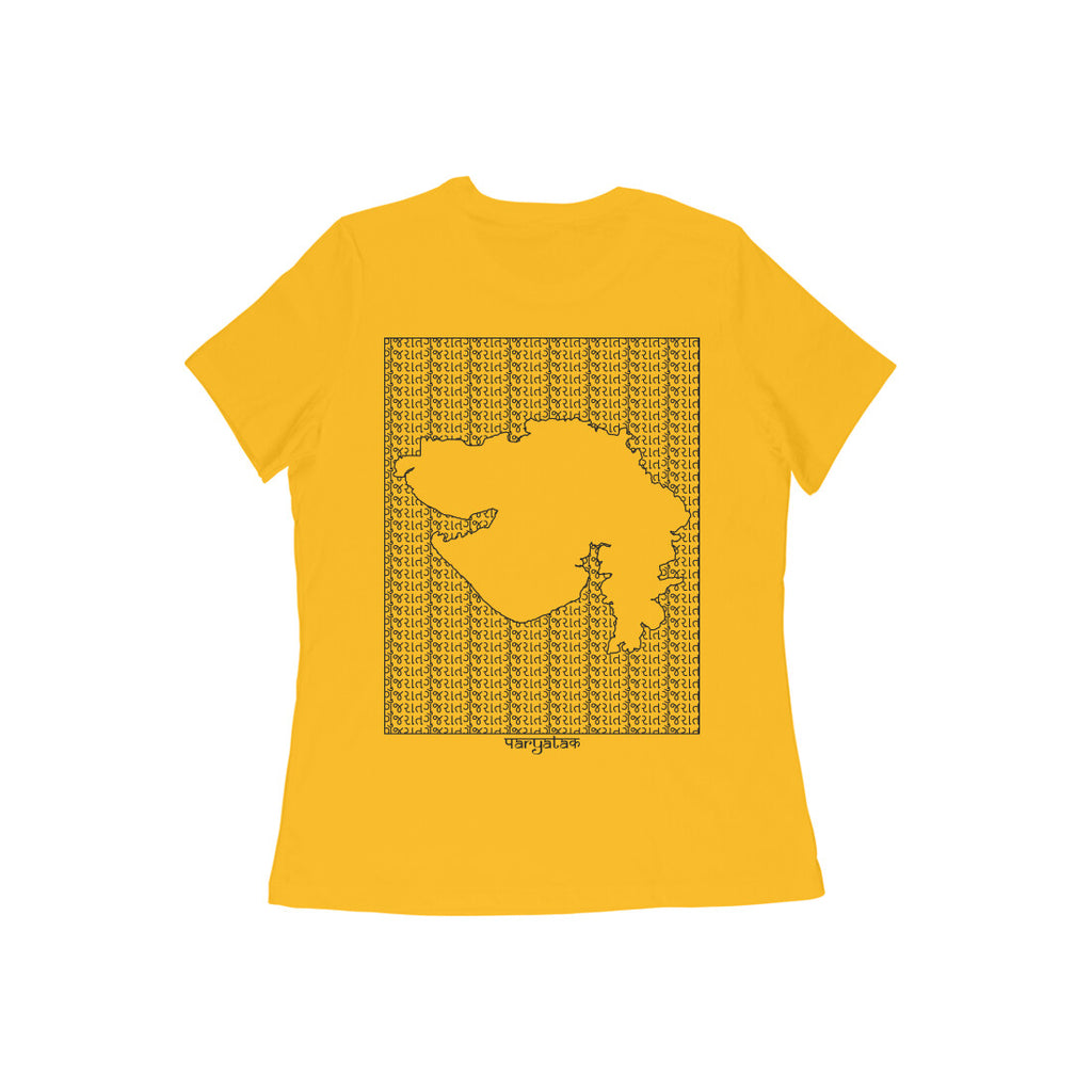 Gujarat GeoLingo // Black Print T-shirt for Women
