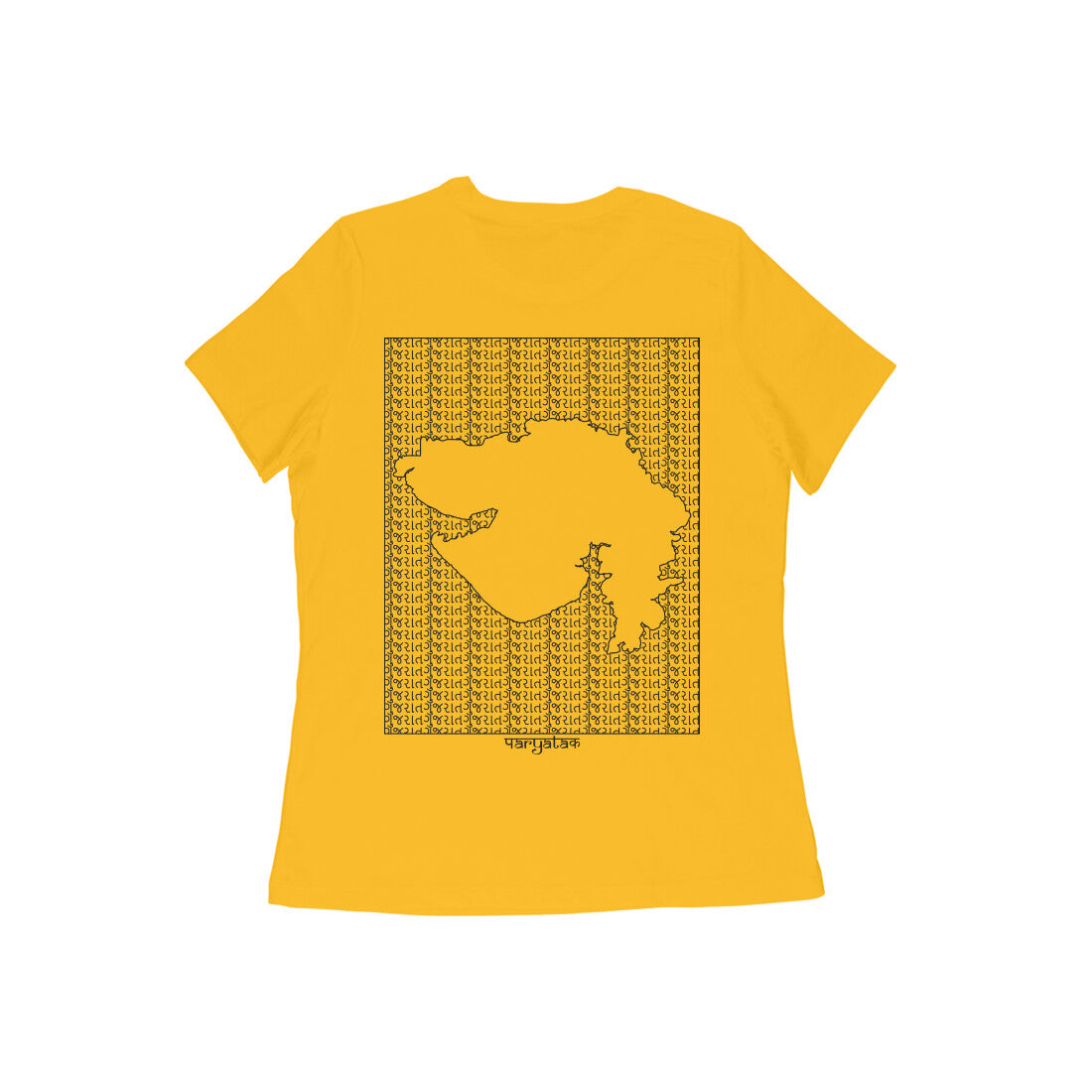Gujarat GeoLingo // Black Print T-shirt for Women