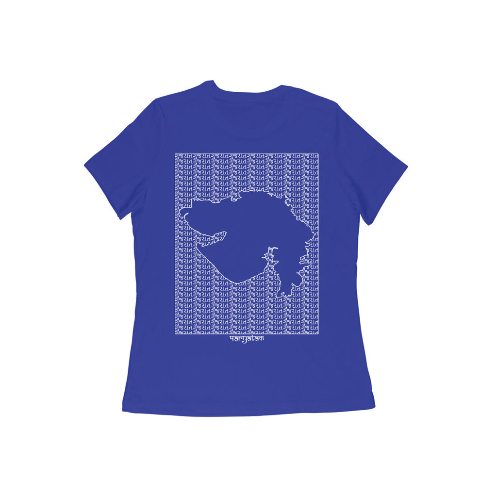 Gujarat GeoLingo // White Print T-shirt for Women