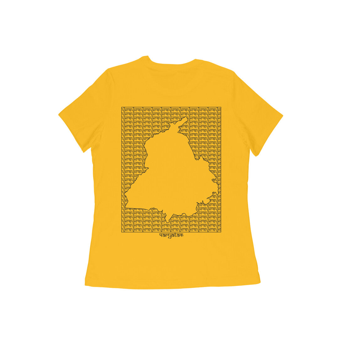 Punjab GeoLingo // Black Print T-shirt for Women