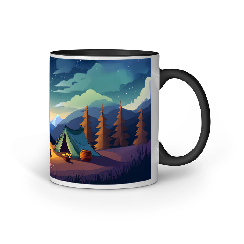 Night Camping with Campfire Mug