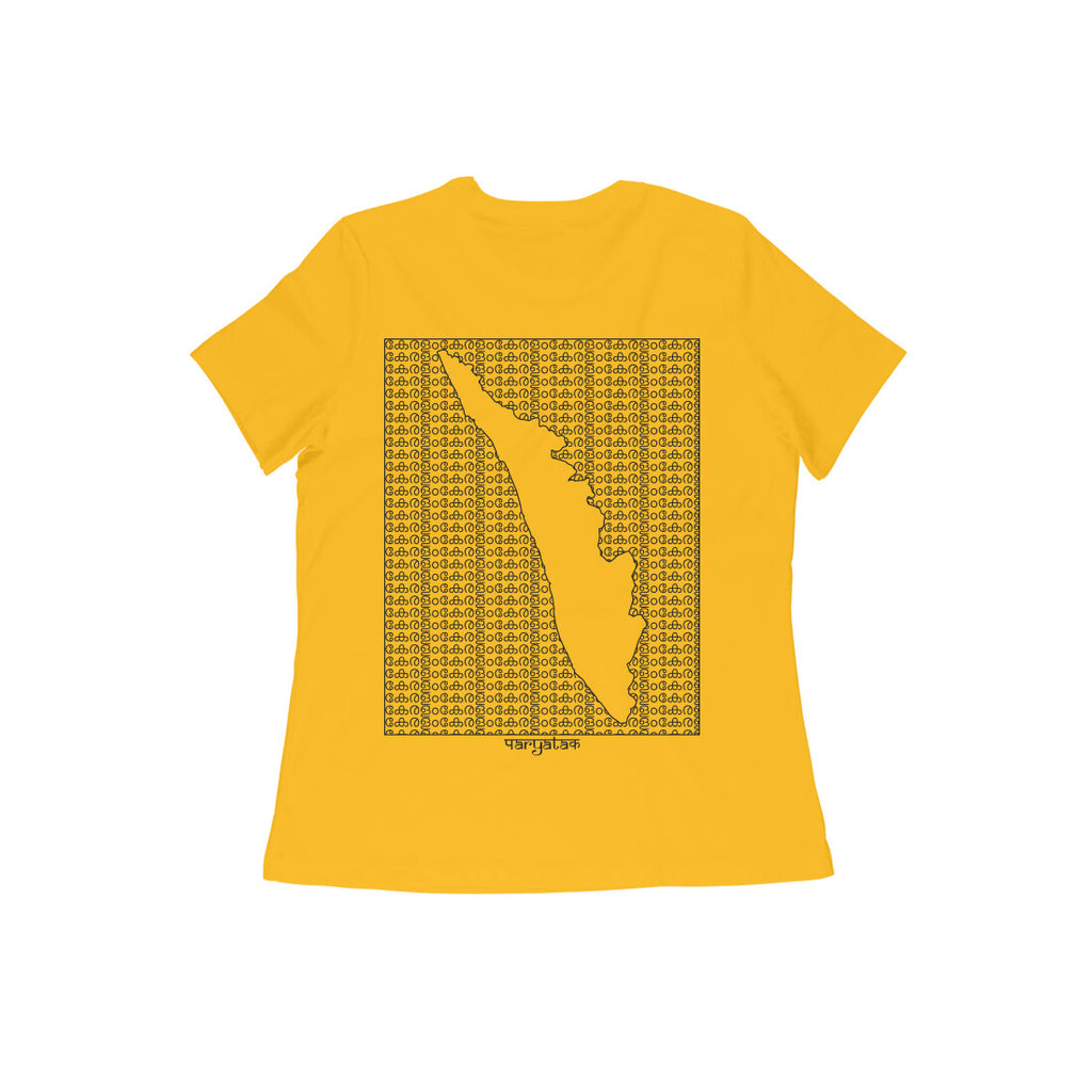 Kerala GeoLingo // Black Print T-shirt for Women