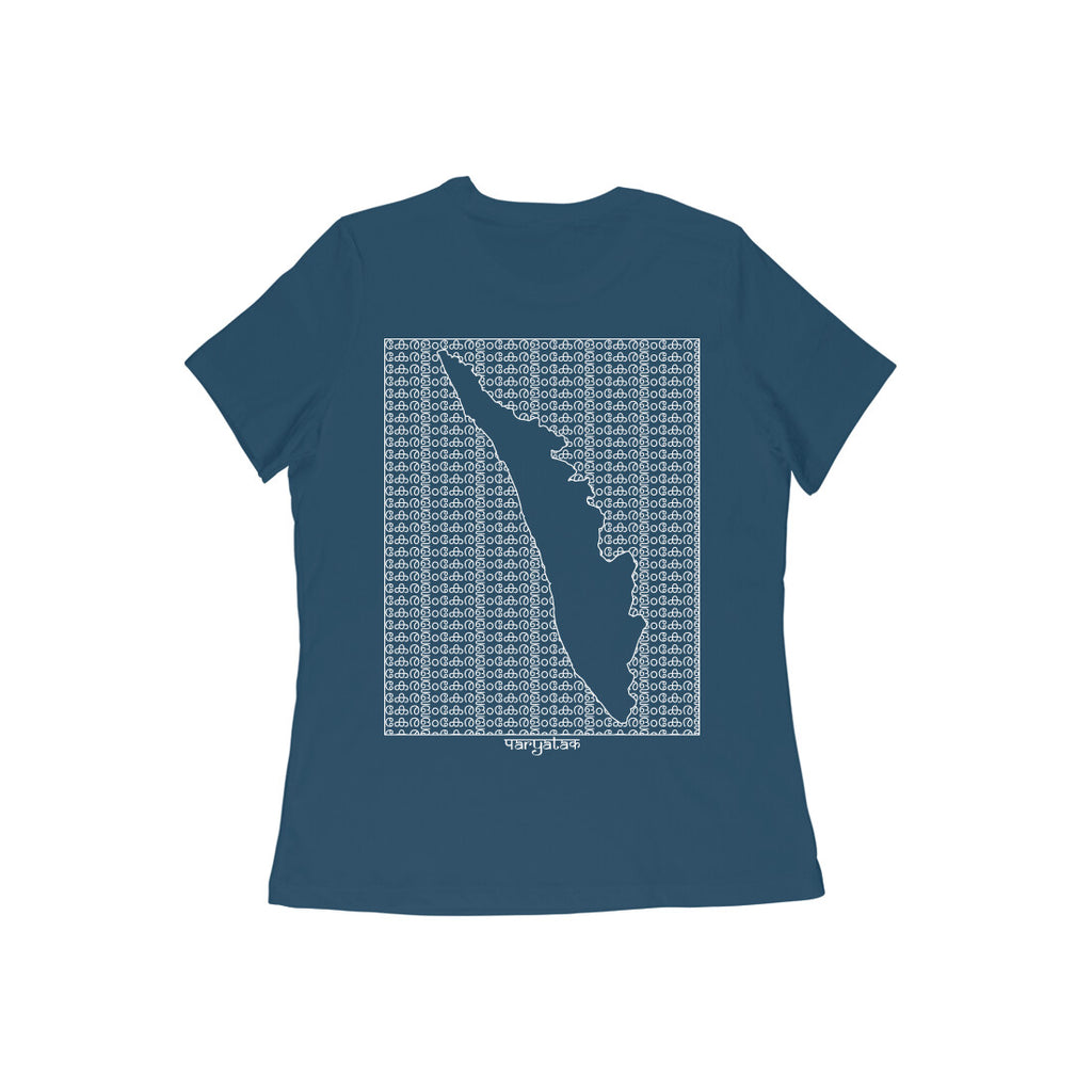 Kerala GeoLingo // White Print T-shirt for Women