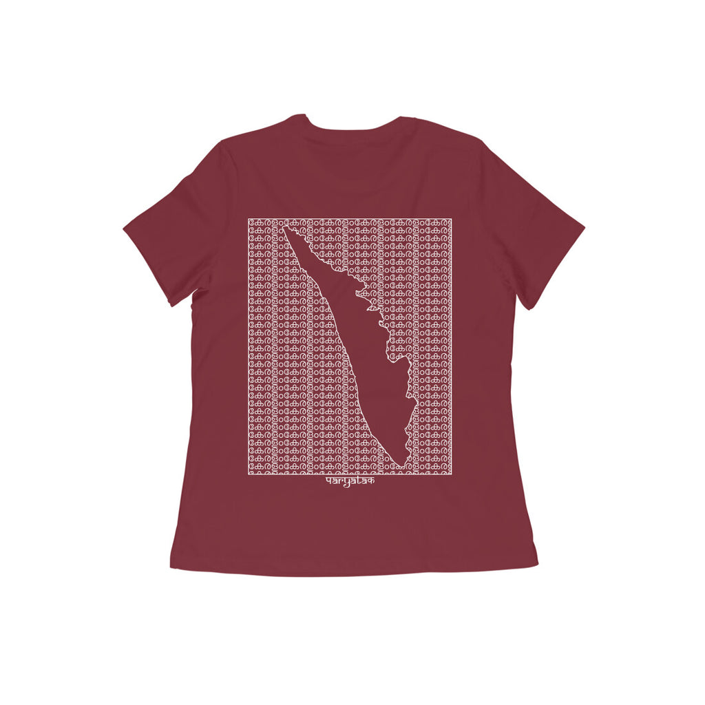 Kerala GeoLingo // White Print T-shirt for Women