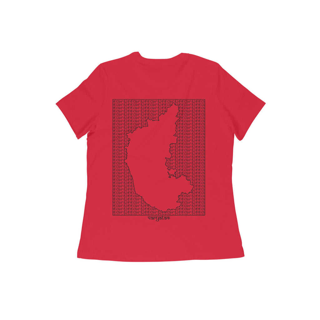 Karnataka GeoLingo // Black Print T-shirt for Women