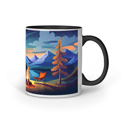 Night Camping with Tent and Campfire Mug