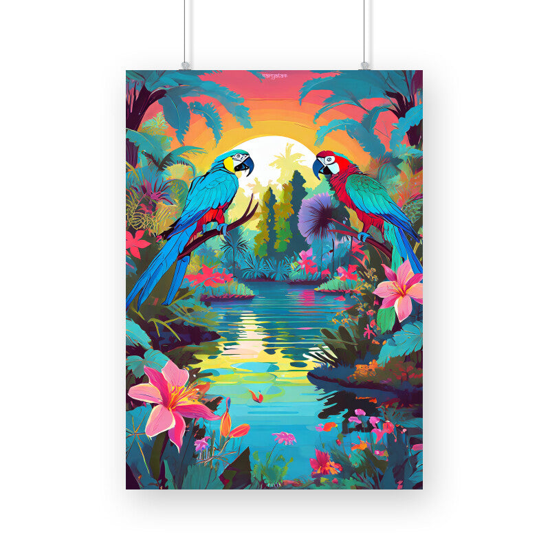 Parrots Magic Lake Poster