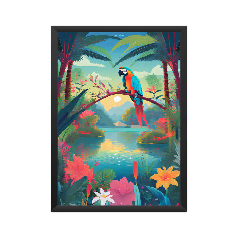 Pretty Parrot in Garden Poster