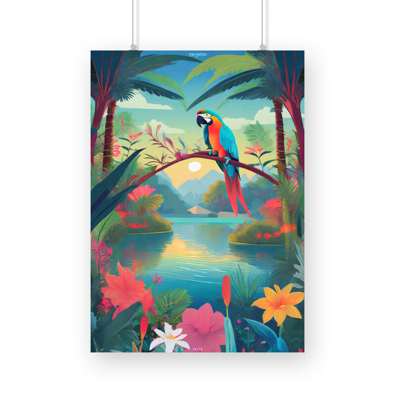 Pretty Parrot in Garden Poster