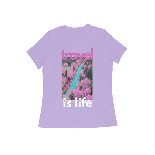 Travel is Life Pink Women's T-shirt