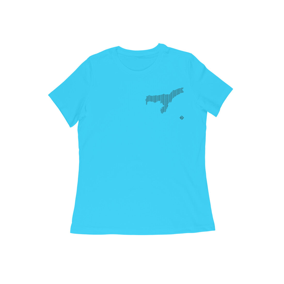 Assam GeoLingo // Black Print T-shirt for Women