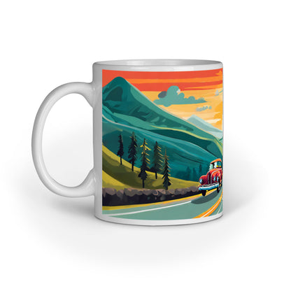 Classic Car on Road Trip Mug